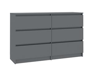 Sideboard High Gloss Grey 120x30x77cm Chipboard Buffet Server Cupboard