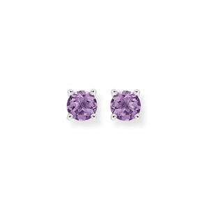 Silver 4mm Amethyst Stud Earrings