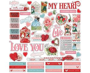 Simple Stories - Simple Vintage My Valentine Cardstock Stickers 12in X 12in - Combo