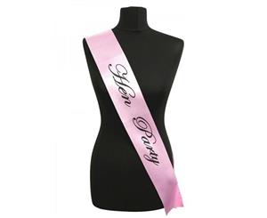 Single Layer Pink with Black Satin Hens Night Party Text Sash Banner 160cm x 80cm x 10cm