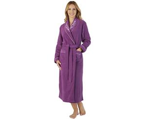 Slenderella HC2328 Boucle Fleece Floral Dressing Gown - Plum