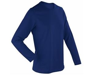 Spiro Ladies/Womens Sports Quick-Dry Long Sleeve Performance T-Shirt (Navy) - RW1492