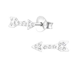 Sterling Silver Kids Arrow Stud earrrings made with Swarovski Crystal