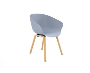 Teddy Plastic Tub Chair - 4 Legged Natural Wood - light blue
