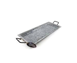 ThirstyStone Small 56cm Rectangle Galvanized Iron Serving Tray Platter w Handle