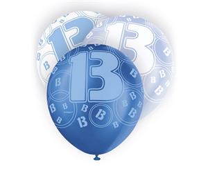 Unique Party 12 Inch 13Th Birthday Blue Balloons (Pack Of 5) (White/Blue) - SG5985