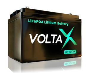 VoltaX 12V 105Ah Lithium Iron Battery LiFePO4 Deep Cycle Recharge Solar Caravan replace AGM SLA Batteries