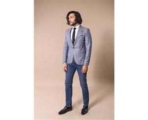 Wessi Slimfit Single Button Wide Pointed Collar Blue Blazer