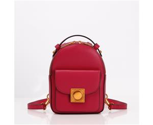 Women's Red Leather Mini Backpack - Amelia