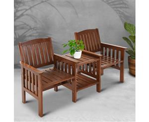 Wooden Garden Bench Seat Outdoor Chair Table Loveseat Furniture Patio Park Brown Gardeon