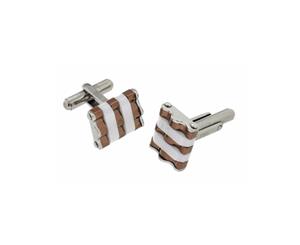 ZOPPINI - Stainless Steel Brown White Cufflinks