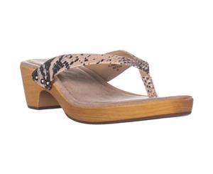 madden girl Saassy Block Heel Thong Sandals Natural Multi