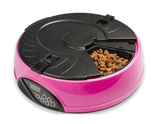 330Ml X6 Meal Digital Lcd Automatic Pet Feeder Dog Cat Food Bowl Timer Pink