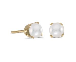 4 mm Round Freshwater Cultured Pearl Screw-back Stud Earrings in 14k Yellow Gold