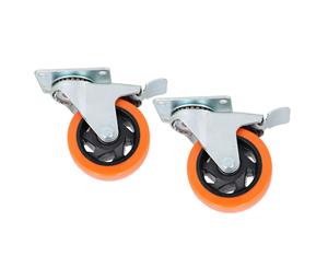 AB Tools 4" Swivel PVC Trolley Castor Wheel With Brake Roller Bearings 130kg Load 2pc