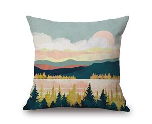 Abstract Watercolor Landscape Painting on Cotton&linen Pillow Cover 84441