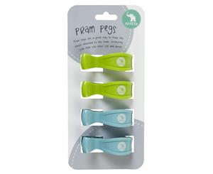 All4Ella Pram Pegs 4-Pack - Green/Blue