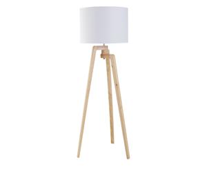 Amalfi Oslo Rubberwood Fabric B22 Reading Light Globe Drum-Shaped Floor Lamp 60W