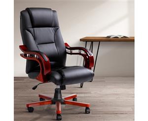 Artiss Executive Wooden Office Chair Wood Computer Chairs Leather Seat Sherman