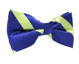 AusCufflinks Men's Navy Yellow Stripe Bow Tie