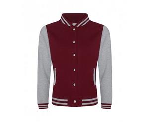 Awdis Womens/Ladies Girlie Varsity Jacket (Burgundy/Heather Grey) - PC2892