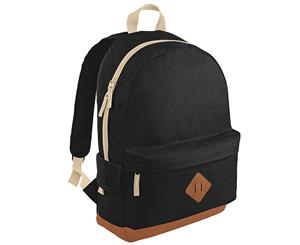 Bagbase Heritage Retro Backpack / Rucksack / Bag (18 Litres) (Pack Of 2) (Black) - BC4194