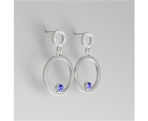 Bee - Silver Earrings with Sapphire and CZ