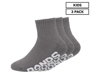 Bonds Kids' Logo Cushioned Sole Quarter Crew Socks 3-Pack - Grey