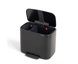 Brabantia BO Pedal Dual Bucket Rubbish Garbage Bin 11 23L 54cm - Matt Black