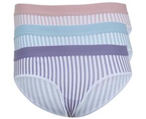 Brave Soul Womens/Ladies Stripe Print Hipster Briefs (Pack Of 3) (Purple/Blue/Orange) - 126