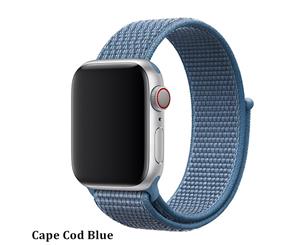 Catzon Watch Band Nylon Sport Loop Fastener Adjustable Closure Wrist Strap iwatch Series 1/2 /3/4 Cape Cod Blue