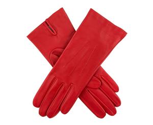 Dents Women's Silk Lined Plain Hairsheep Leather Gloves - Berry