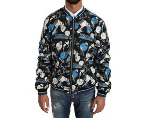 Dolce & Gabbana Black Music Print Summer Bomber Jacket