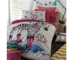 Double Size - Zebra Zippy Pink Quilt Cover Set by Logan & Mason