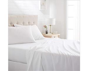 Double Size 4 Piece Bed Fitted & Flat Sheet Set - White