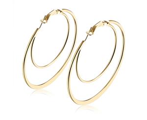 Duo Hammered Hoop Earrings-Gold