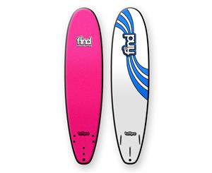 FIND 8Ɔ' TuffPro Soft Surfboard MiniMal PINK EVA RAILS - 3 FCS Style Fin - Pink