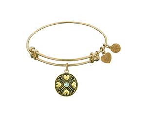 Finish Brass March Birthstone Angelica Bangle Bracelet 7.25" - Yellow