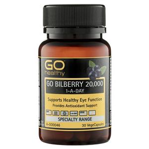 GO Healthy Bilberry 20000mg 30 Vege Capsules