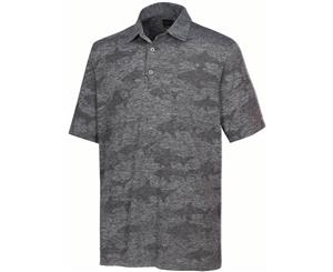 Greg Norman Shark Jacquard Polo - Black Heather - Mens