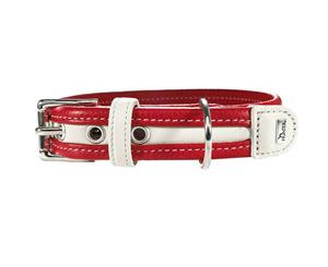 Hunter Collar Madeira Leather Dog Collar Medium to Large Breeds - Red/White