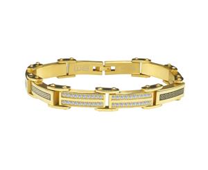 Iced Out Stainless Steel Micro Pave CZ Bracelet - 10mm gold - Gold