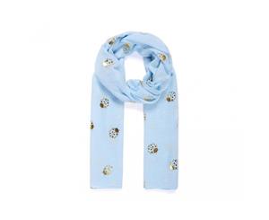 Intrigue Womens/Ladies Metallic Ladybird Print Scarf (Blue/Gold) - JW196