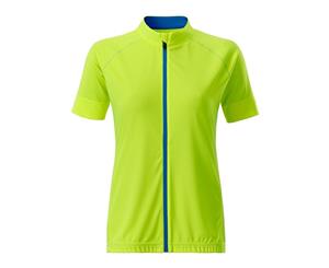 James And Nicholson Womens/Ladies Bike Full Zip T-Shirt (Bright Yellow/Bright Blue) - FU166