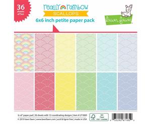 Lawn Fawn Petite Paper Pack 6x6 Really Rainbow Scallops LF1860