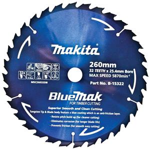 Makita 260mm 32T TCT Circular Saw Blade for Wood Cutting - Mitre Saws - BLUEMAK