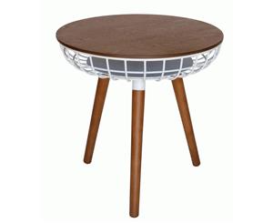 Massa Round Side Table - Walnut & White