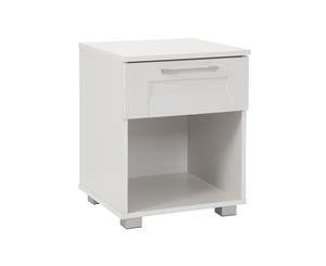 Montreal Bedside Table with 1 Drawer Paper Laminated Matte Finish Room Storage Nightstand - White