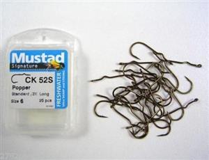 Mustad Signature Freshwater Popper Fly Hooks Sz 6 25pce