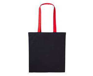 Nutshell Varsity Cotton Shopper Long Handle Tote (Black/Fire Red) - RW7156